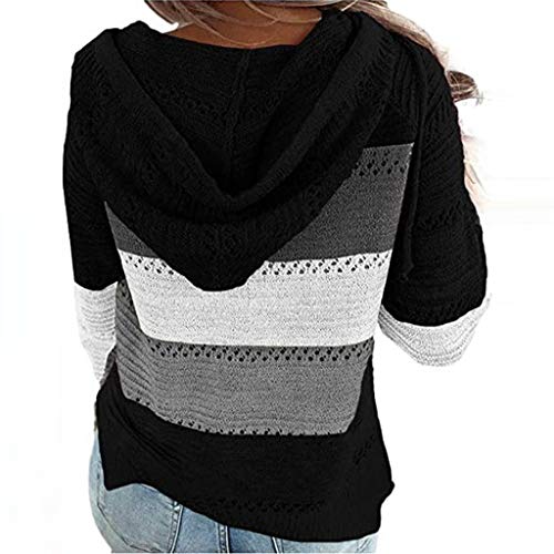 riou Sudaderas Mujer con Capucha Jersey Sweatshirt Talla Grande Suéter Cardigan Manga Larga Otoño Invierno Hoodie Tejido de Punto Tops Pullover S-5XL