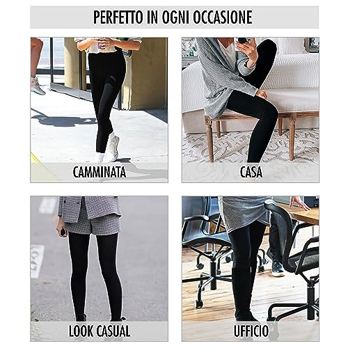 Risalti Leggins Mujer Vientre Plano Cubrientes - Leggings Mujer de Cintura Alta Contenitivos Elásticos Microfibra, Leggins Deportivos Mujer, Mallas Deporte Mujer Sin Costuras - Made in Italy