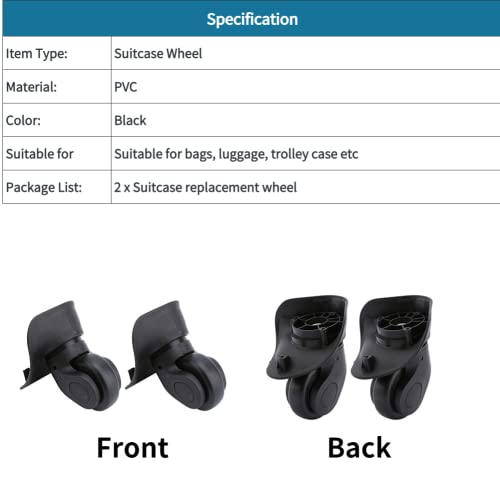 RiToEasysports Rueda de Maleta de 2 Piezas, Ruedas de Repuesto de Equipaje para Estuche de Viaje silencioso, Resistente al Desgaste y Mano de Obra Agradable fácil de Instalar Ruedas Maletas Repuesto