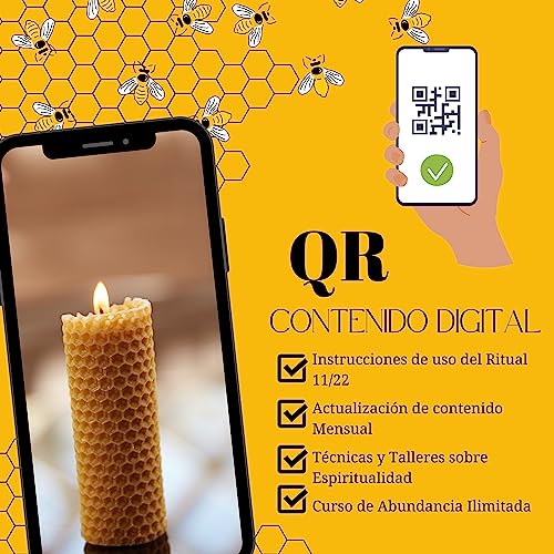 Ritual Mágico de Buena Suerte 11/22: 8 Palo Santo Incienso Natural + 2 Velas de Miel Pura Cera de Abeja – Kit Especial para los días 11/22 – QR de Contenido Digital Exclusivo – Atrae la Buena Fortuna