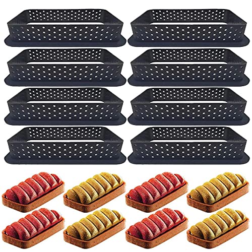 Rkllejs 8 Piezas Perforados para Tartas, Moldes para Tartas Perforadas, Anillo Cortadores Pastelería Antiadherente, Se Utiliza para Hacer Mini Tartas de Queso, Quiche, Galletas, Chocolate