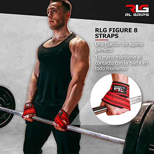 RL Grips™ Straps 8 Gym para Levantamiento de Pesas y Powerlifting Profesional Acolchado - Correas de Agarre en Forma de 8 de Gimnasio y Fitness Peso Muerto y Culturismo (Rosa (sin Grip))