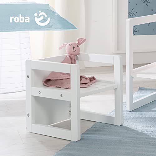 roba Silla Infantil Blanca y Reversible en 3 Alturas de Asiento - 30 x 30 cm - Capacidad Máxima 60 kg - Taburete Infantil Estilo Campestre