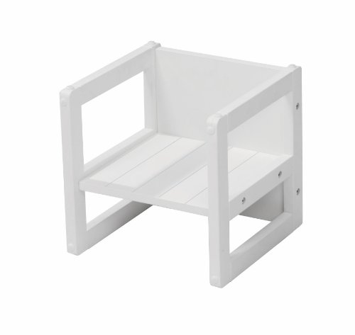 roba Silla Infantil Blanca y Reversible en 3 Alturas de Asiento - 30 x 30 cm - Capacidad Máxima 60 kg - Taburete Infantil Estilo Campestre