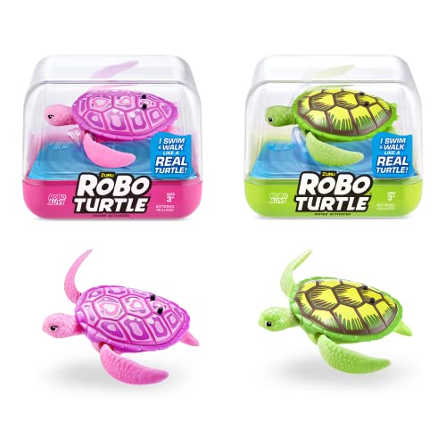 Robo Turtle Tortuga de natación robótica (paquete de 2, verde y rosa)