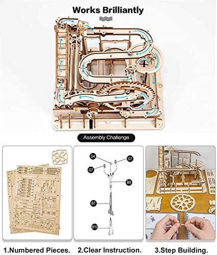 Robotime Laser Cut Puzzle de Madera Maquetas para Construir Adultos | Kit de Construcción Set Model | Juego de Puzzle en 3D (Waterwheel Coaster)