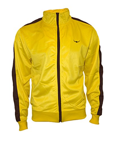 ROCK-IT Apparel Chaqueta de entrenamiento para hombre I Elegante chaqueta de entrenamiento para hombre de estilo retro de primera calidad [S-3XL] con cuello alto y cremallera I Amarillo Marrón XXL