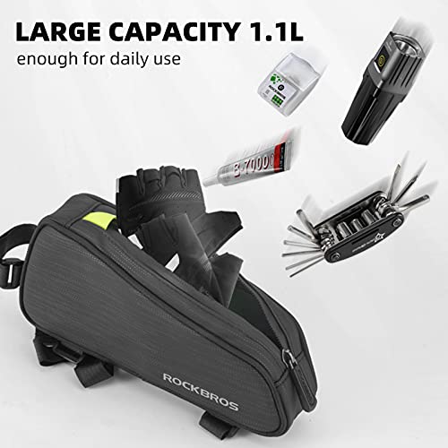 ROCKBROS Bolsa Manillar de Bicicleta, Bolsa Móvil de Tubo Superior para MTB Bicicleta Carretera Ciclismo Compatible con Teléfono de Debajo de 6,5”