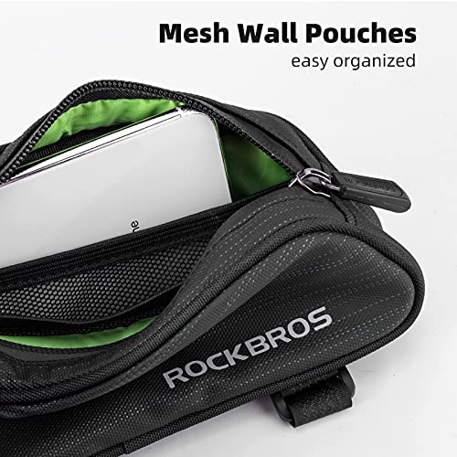 ROCKBROS Bolsa Manillar de Bicicleta, Bolsa Móvil de Tubo Superior para MTB Bicicleta Carretera Ciclismo Compatible con Teléfono de Debajo de 6,5”