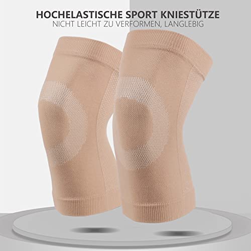 Rodillera de Compresión Rodilleras Elasticas Menisco Ligamentos Rodillera Para Dolor En Las Articulaciones, Artritis, ACL, Recuperación de Lesiones, Correr, Unisex 2 piezas (L, beis)