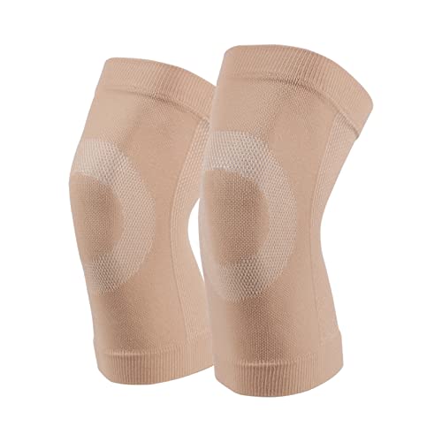 Rodillera de Compresión Rodilleras Elasticas Menisco Ligamentos Rodillera Para Dolor En Las Articulaciones, Artritis, ACL, Recuperación de Lesiones, Correr, Unisex 2 piezas (L, beis)