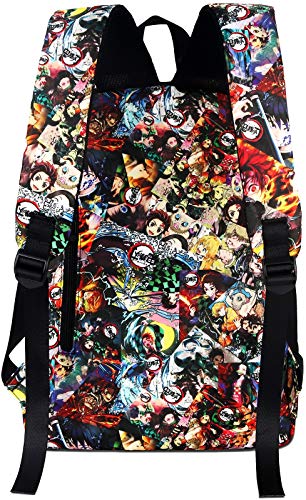 Roffatide Anime Demon Slayer Kimetsu no Yaiba Mochila con Estampado Completo Mochila para Portátil Mochilas de Cosplay Negro