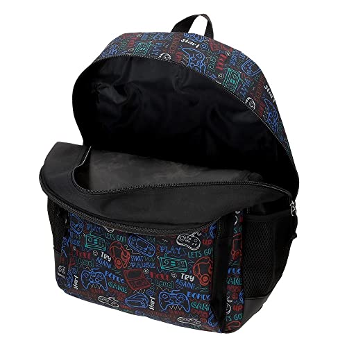 Roll Road Next Level Mochila Escolar Doble Compartimento Adaptable a Carro Negro 33x44x17 cms Poliéster 24,68L