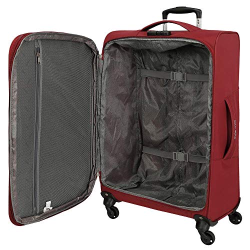 Roll Road Royce Maleta mediana Rojo 43x66x26 cms Blanda Poliéster Cierre combinación 64L 2,6Kgs 4 Ruedas Extensible