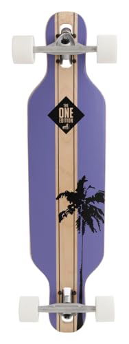 ROLLERCOASTER Palms + Stripes + Feathers The One Edition Drop Through Longboard, Palms Purple