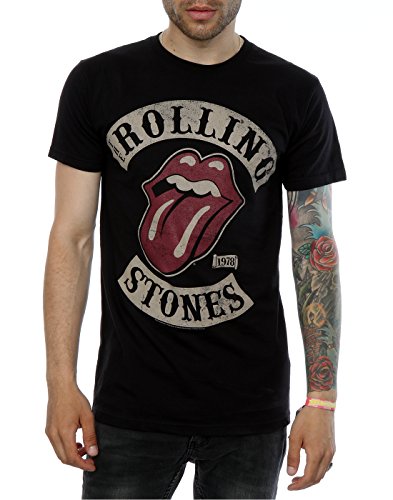 Rolling Stones Tour 78 Mens Blk TS Camiseta, Negro (Black), Medium para Hombre