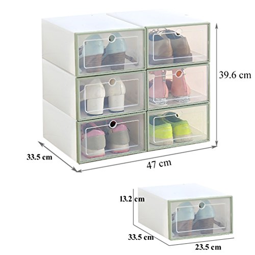 Romancemit Caja de almacenamiento de zapatos, 6 piezas cajas de zapatos de plástico apilable plegable Inicio Organizador de zapatos para hombres/mujeres de gran tamaño