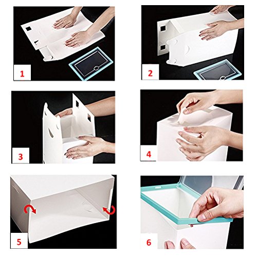 Romancemit Caja de almacenamiento de zapatos, 6 piezas cajas de zapatos de plástico apilable plegable Inicio Organizador de zapatos para hombres/mujeres de gran tamaño