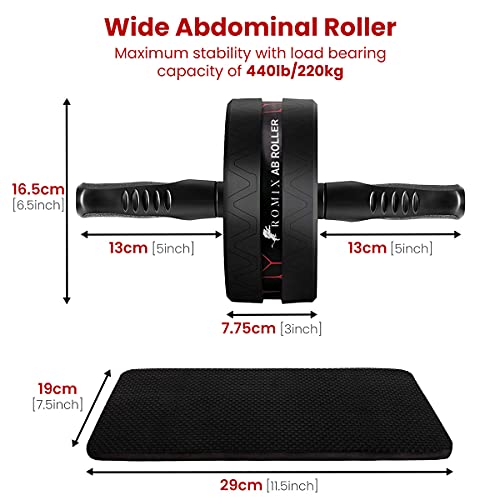 ROMIX AB Roller, Rueda Abdominales con Almohadilla Para Rodilla Apto Para Principiantes y Deportistas Profesionales, Rodillo Abdominales en casa Gimnasio Entrenamiento Ejercicio Equipospara