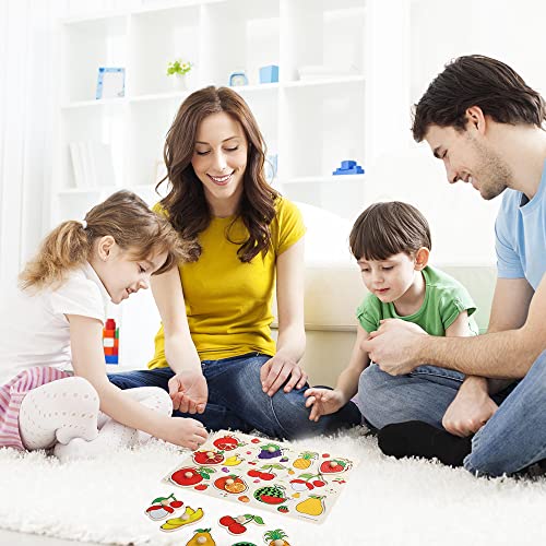 Rompecabezas de Madera, Tablero de Fruta Puzzles, Juguete Educativo Temprano para Niños Pequeños Aprendizaje Regalo