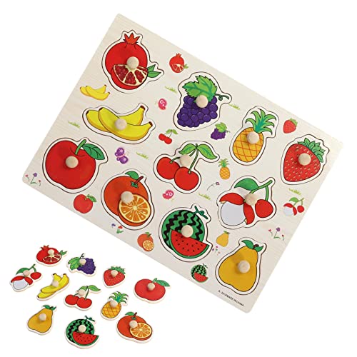 Rompecabezas de Madera, Tablero de Fruta Puzzles, Juguete Educativo Temprano para Niños Pequeños Aprendizaje Regalo