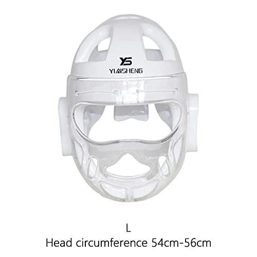 Ronyme Niños Adultos Karate Headgear MMA Artes Marciales Face, Soft Head Gear para Sparring Grappling Muay Thai Kickboxing Taekwondo Training, Blanco, l