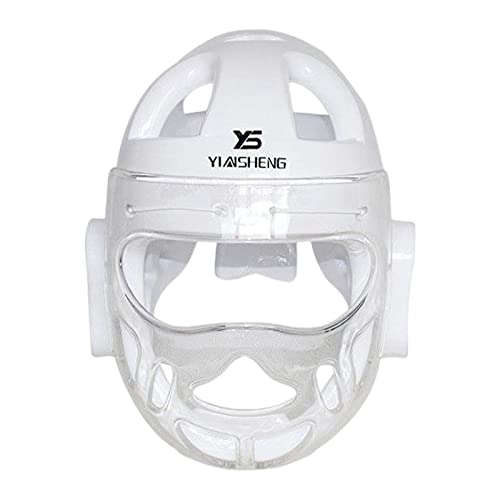 Ronyme Niños Adultos Karate Headgear MMA Artes Marciales Face, Soft Head Gear para Sparring Grappling Muay Thai Kickboxing Taekwondo Training, Blanco, l