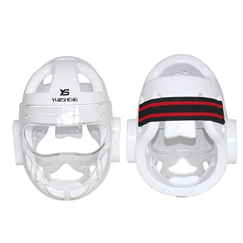 Ronyme Niños Adultos Karate Headgear MMA Artes Marciales Face, Soft Head Gear para Sparring Grappling Muay Thai Kickboxing Taekwondo Training, Blanco, l