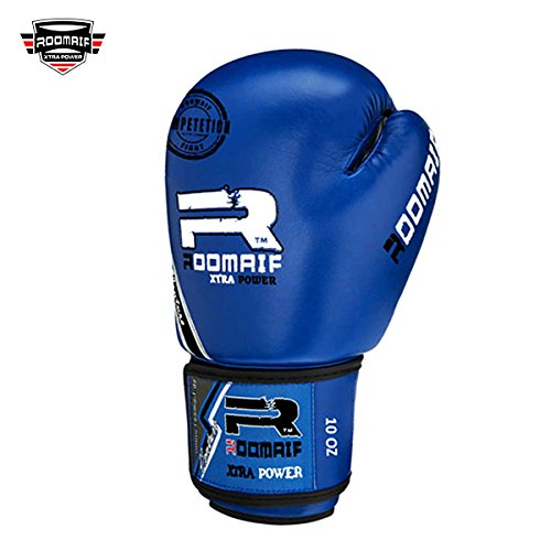 ROOMAIF - Guantes de Boxeo Sparring Entrenamiento Mitones Muay Thai Kick Boxing MMA Combat Boxeo ES (Azul, 10 OZ)