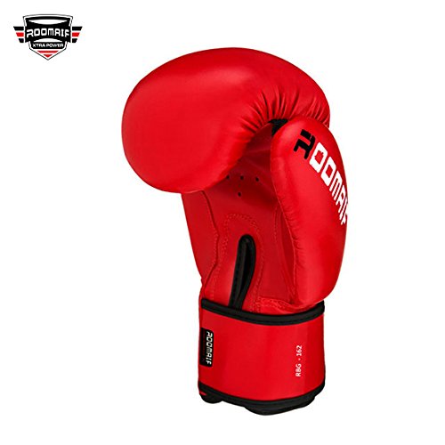 ROOMAIF - Guantes de Boxeo Sparring Entrenamiento Mitones Muay Thai Kick Boxing MMA Combat Boxeo ES (Rojo, 10 OZ)