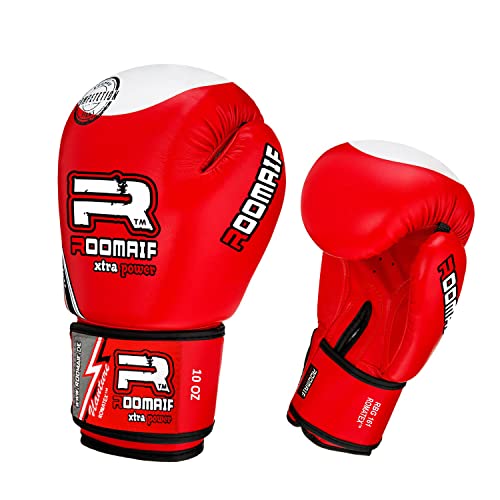 ROOMAIF - Guantes de Boxeo Sparring Entrenamiento Mitones Muay Thai Kick Boxing MMA Combat Boxeo ES (Rojo, 10 OZ)