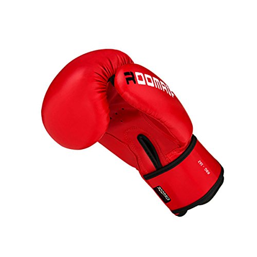 ROOMAIF - Guantes de Boxeo Sparring Entrenamiento Mitones Muay Thai Kick Boxing MMA Combat Boxeo ES (Rojo, 12 OZ)