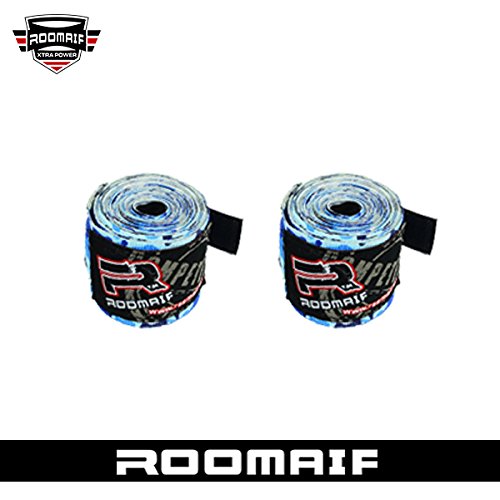 ROOMAIF - Vendajes de Boxeo - Cinta de Boxeo - Cinta Boxeo Vendas Mano Muñeca MMA Envolturas Vendaje Kick Boxing 3.5 M ES (Camuflaje Azul, 3.5 M)