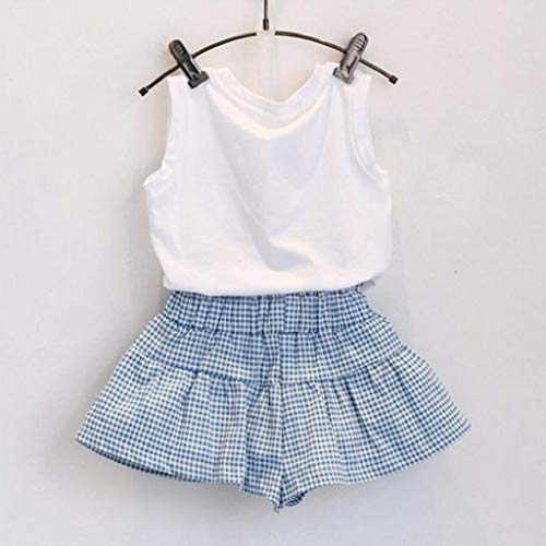 Ropa Bebe Niña Verano 2019 SHOBDW Tops+Pantalones Cortos Bow Camiseta a Cuadros Conjuntos Bebé Niña Ropa Bebé Niña Recién Nacida(Blanco,2-3Años)