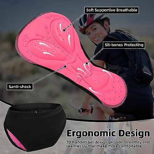 Ropa Interior de Ciclismo para Mujer, Pantalones Cortos de Bicicleta 3D de Gel Acolchado para Ciclo, Transpirables, de Secado rápido (M)