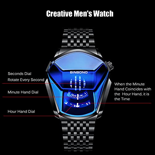 RORIOS Moda Hombre Relojes Analógico Cuarzo Reloj de Acero Inoxidable Deportivo Relojes de Pulsera Casual Impermeable Relojes Hombre