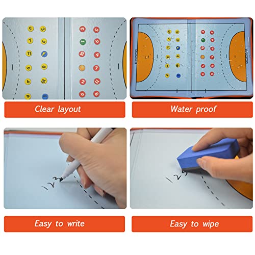 RoseFlower Pizarra Magnetica Balonmano, Pizarra Balonmano Entrenador, Tablero de Tácticas de Balonmano con Imanes Lapiceros, Carpeta Táctica Magnéticas de Balonmano para Entrenadores y Arbitros #3