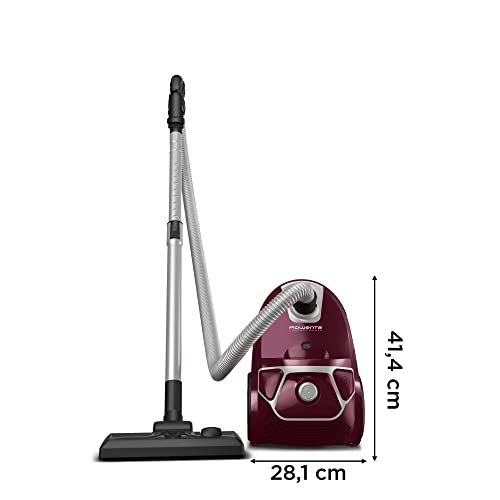 Rowenta Compact Power Morado RO3969, Aspirador trineo con bolsa de alta filtración y filtro permanente gran eficiencia, depósito de 3 L, cable de 6.2 m, accesorios de coche para más versatilidad