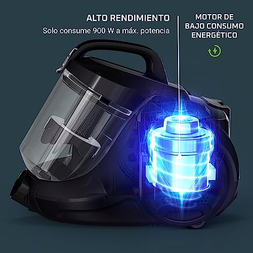 Rowenta Swift Power RO2981 Total Care, aspiradora sin bolsa, sistema ciclónico, depósito 1.5 L, cepillo parquet, boquilla 2 en 1 para ranuras, tapicerías y pelo mascotas, 77 dB, Multicolor