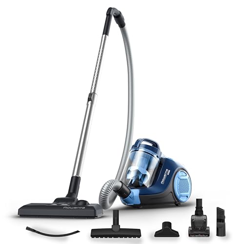 Rowenta Swift Power RO2981 Total Care, aspiradora sin bolsa, sistema ciclónico, depósito 1.5 L, cepillo parquet, boquilla 2 en 1 para ranuras, tapicerías y pelo mascotas, 77 dB, Multicolor