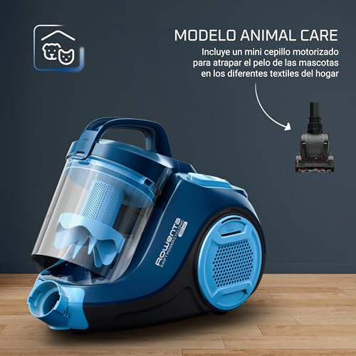 Rowenta Swift Power RO2981 Total Care, aspiradora sin bolsa, sistema ciclónico, depósito 1.5 L, cepillo parquet, boquilla 2 en 1 para ranuras, tapicerías y pelo mascotas, 77 dB, Multicolor