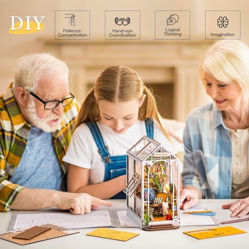 RoWood Book Nook Kit Invernadero | Puzzle 3D en Madera | DIY Casa Muñecas Madera para Montar | Maquetas Madera Regalos para Adultos y Adolescente