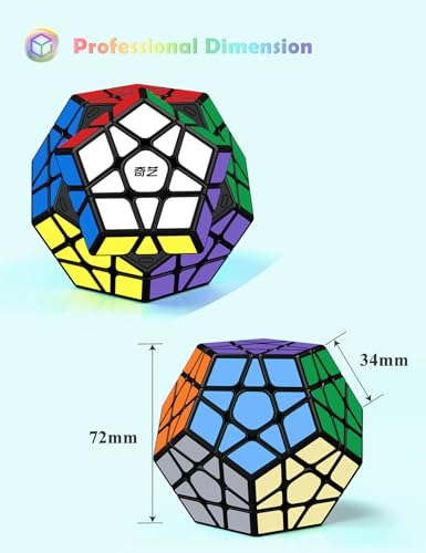 ROXENDA Dodecaedro Cube, Cubo Mágico de Pentagonal Speed Cube, Súper Duradero y Fácil Giro, Pegatinas Versión