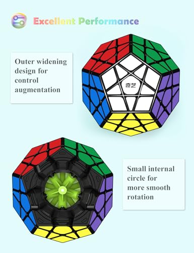 ROXENDA Dodecaedro Cube, Cubo Mágico de Pentagonal Speed Cube, Súper Duradero y Fácil Giro, Pegatinas Versión