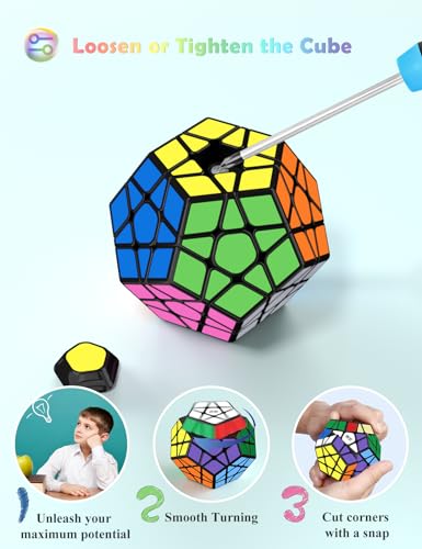 ROXENDA Dodecaedro Cube, Cubo Mágico de Pentagonal Speed Cube, Súper Duradero y Fácil Giro, Pegatinas Versión