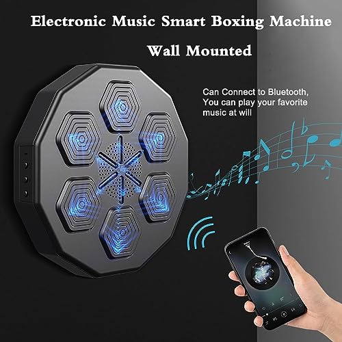 RPixc Máquina de boxeo con música para el hogar montaje a la pared equipo deportivo para golpear portátil electrónico enfoque inteligente entrenamiento de agilidad objetivo almohadillas para golpear