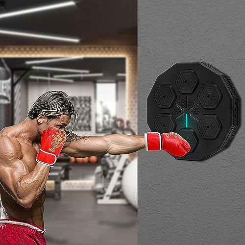 RPixc Máquina de boxeo con música para el hogar montaje a la pared equipo deportivo para golpear portátil electrónico enfoque inteligente entrenamiento de agilidad objetivo almohadillas para golpear