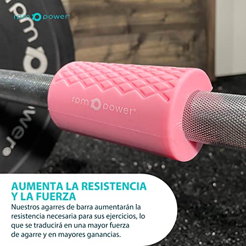 RPM Power Bar Grip (Par) - Agarre Grueso para Barra y mancuerna para Aumentar la Resistencia y el Entrenamiento de Fuerza (Rosa)