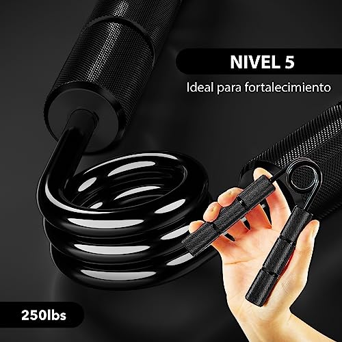 RPM Power Powerball Fortalecedores Profesionales de Agarre de Metal (50 lbs - 400lbs) - 8 Niveles Diferentes para Elegir (Negro (250 lbs))