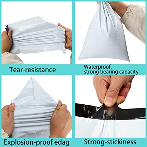 Rshuhx Bolsas de Plástico Grande Mixto 50pcs Nuevo Material Blanco Paquetes Sobres de Envios Impermeable Opacas Autoadhesivo para Correo Embalaje Ropa Camisas Textiles con 4 Tamaños